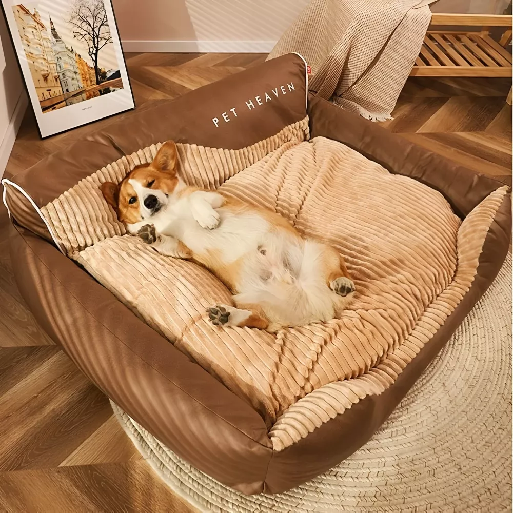 Large Dog and Cat Bed with Super Soft Cushion and Removable Mat - Image 3