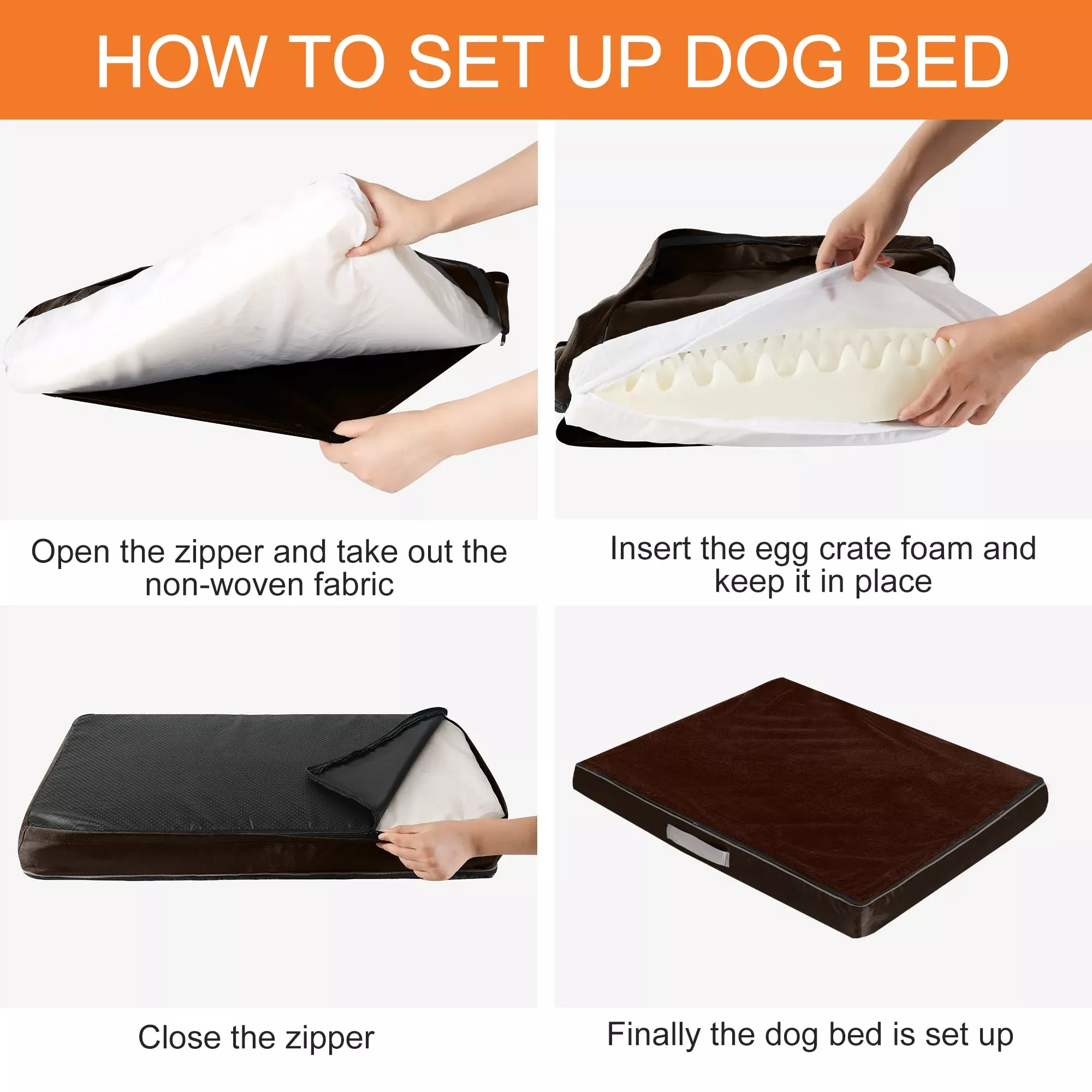 Waterproof Memory Foam Dog Mattress with Removable Plush Cover - Image 3