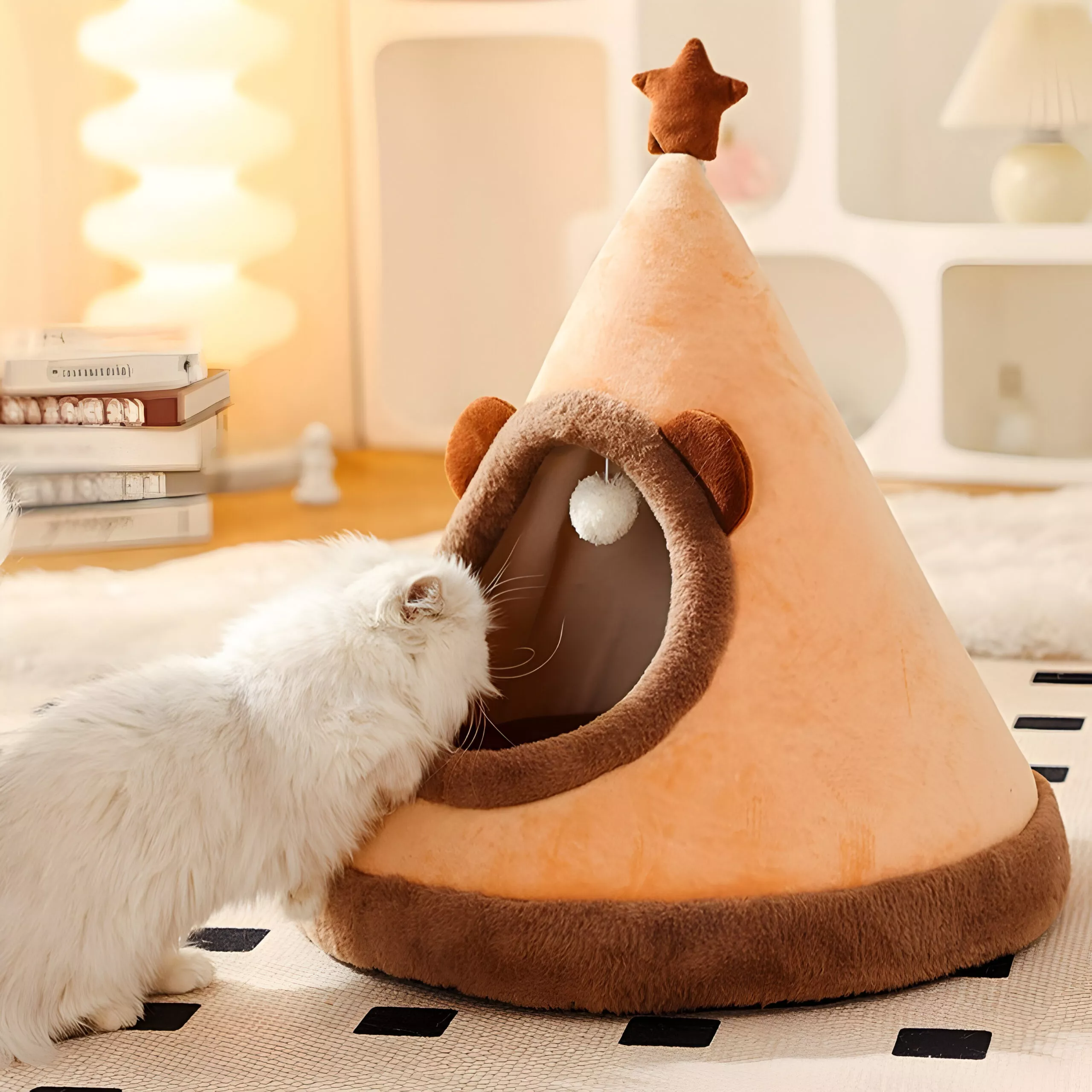 Cozy Cartoon Cat Bed - Washable Deep Sleep Tent for Small and Medium Pets - Image 10