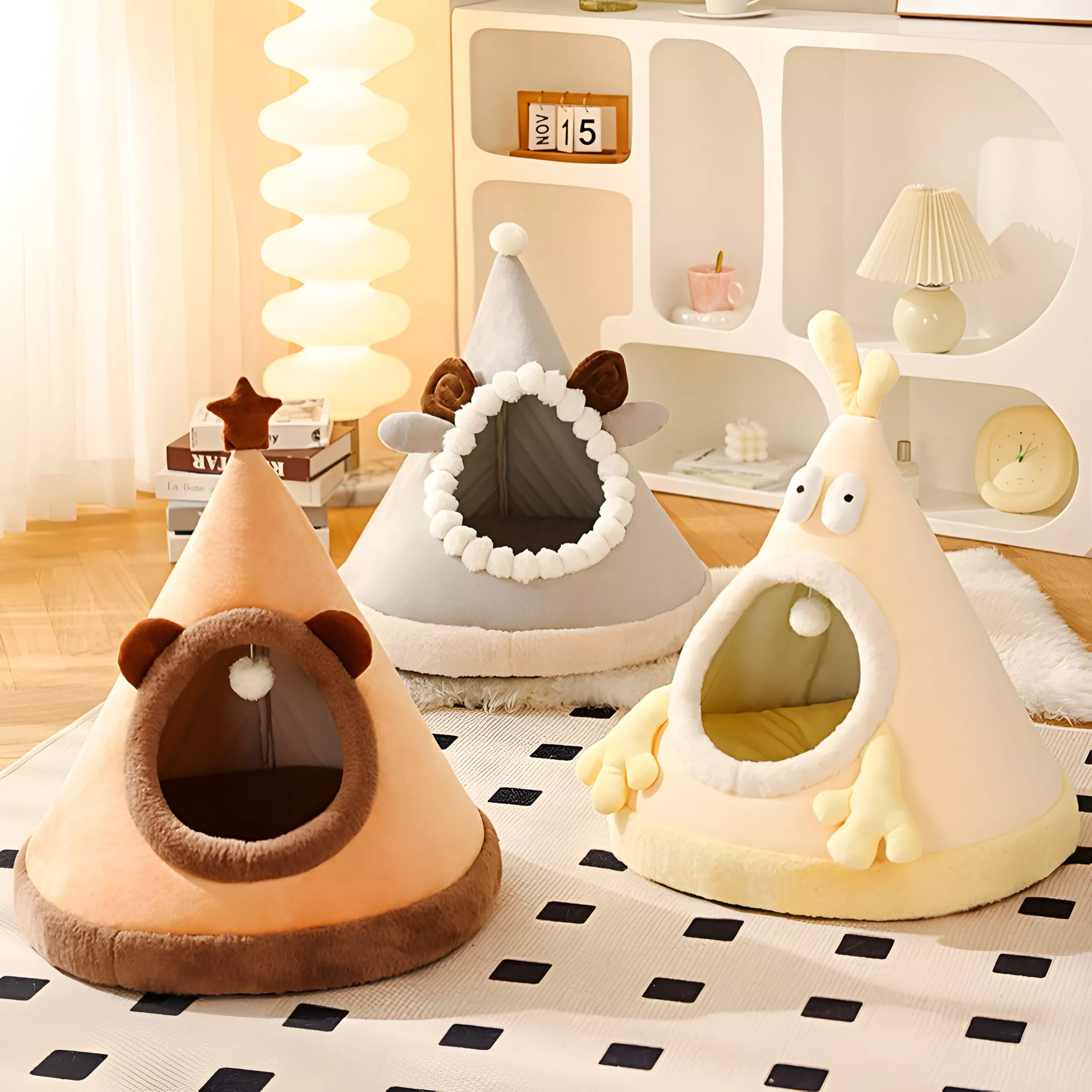 Cozy Cartoon Cat Bed - Washable Deep Sleep Tent for Small and Medium Pets - Image 3