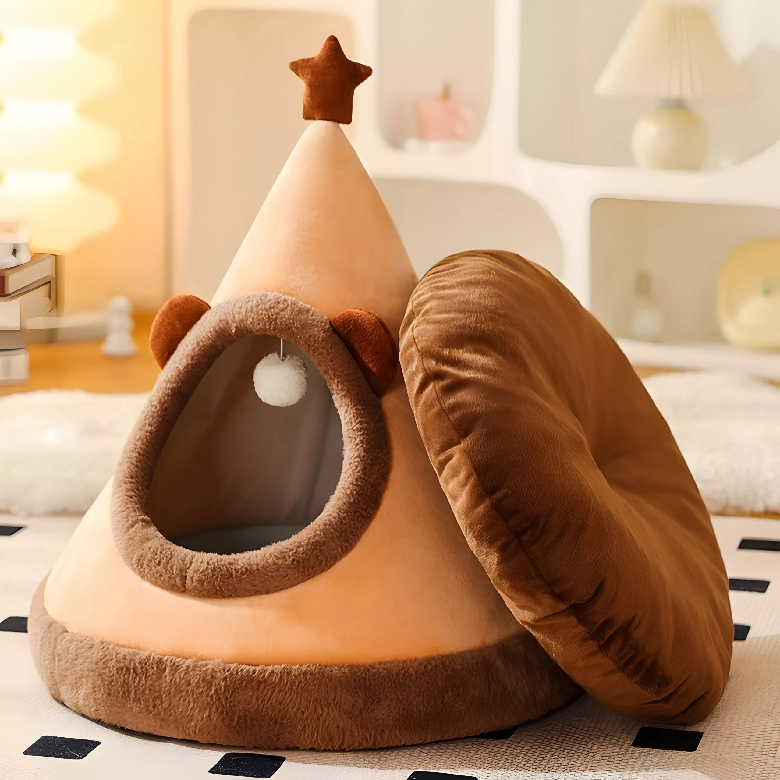 Cozy Cartoon Cat Bed - Washable Deep Sleep Tent for Small and Medium Pets - Image 9
