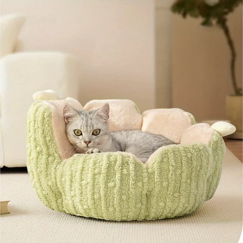 Fluffy Cat & Puppy Bed - Plush Winter Pet House & Cushion - Image 2