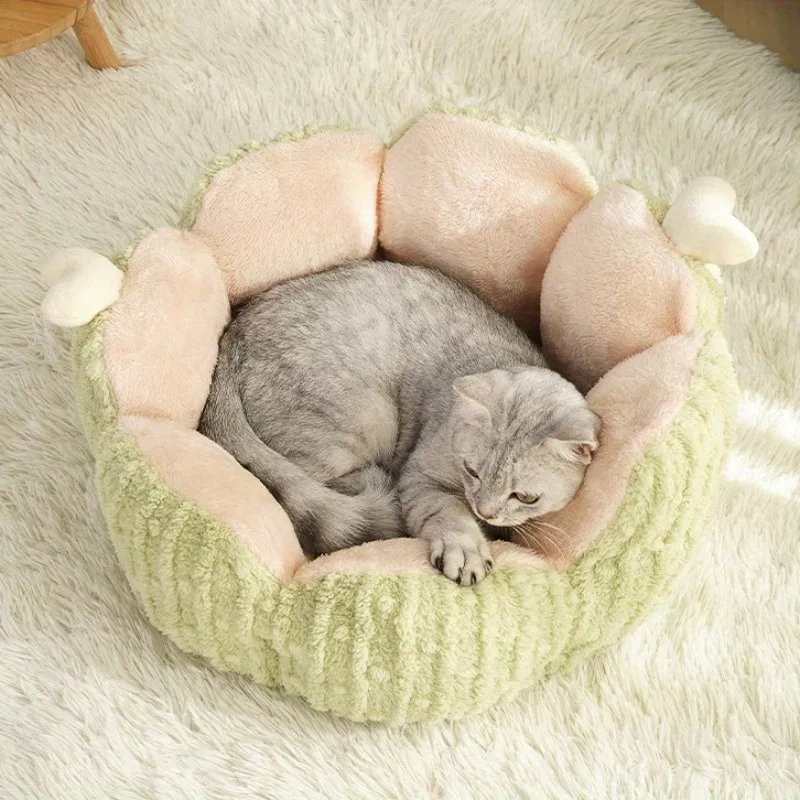 Fluffy Cat & Puppy Bed - Plush Winter Pet House & Cushion - Image 3