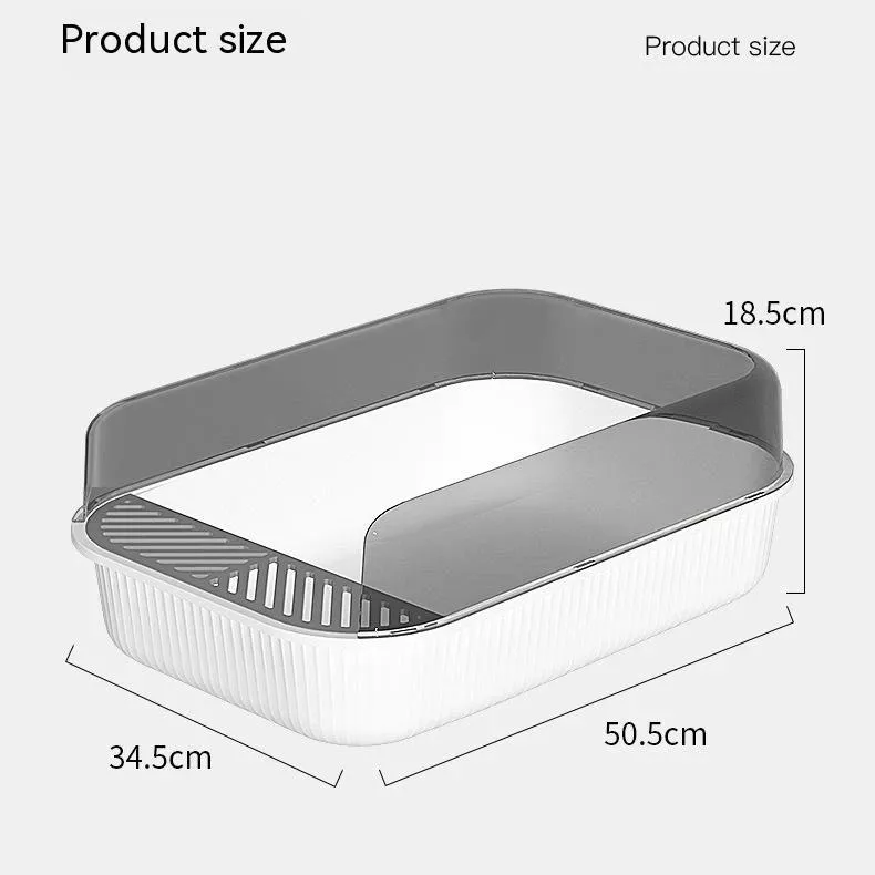 Semi-Enclosed Large Cat Litter Box with Splashproof Design & Shovel - Image 6