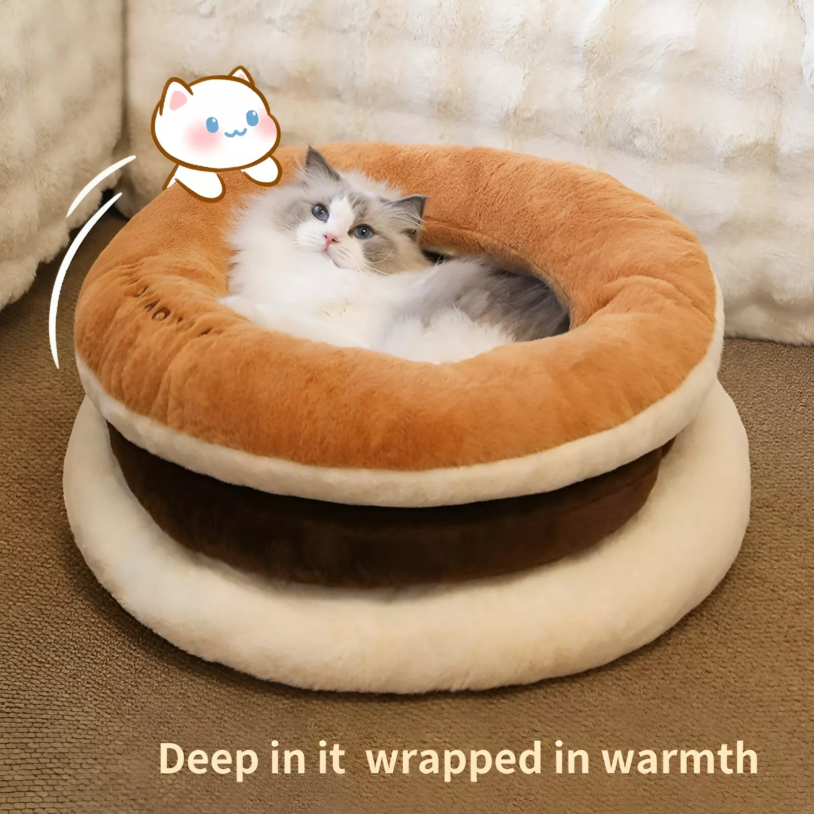 Cozy Winter Cat Bed Cave - Image 3