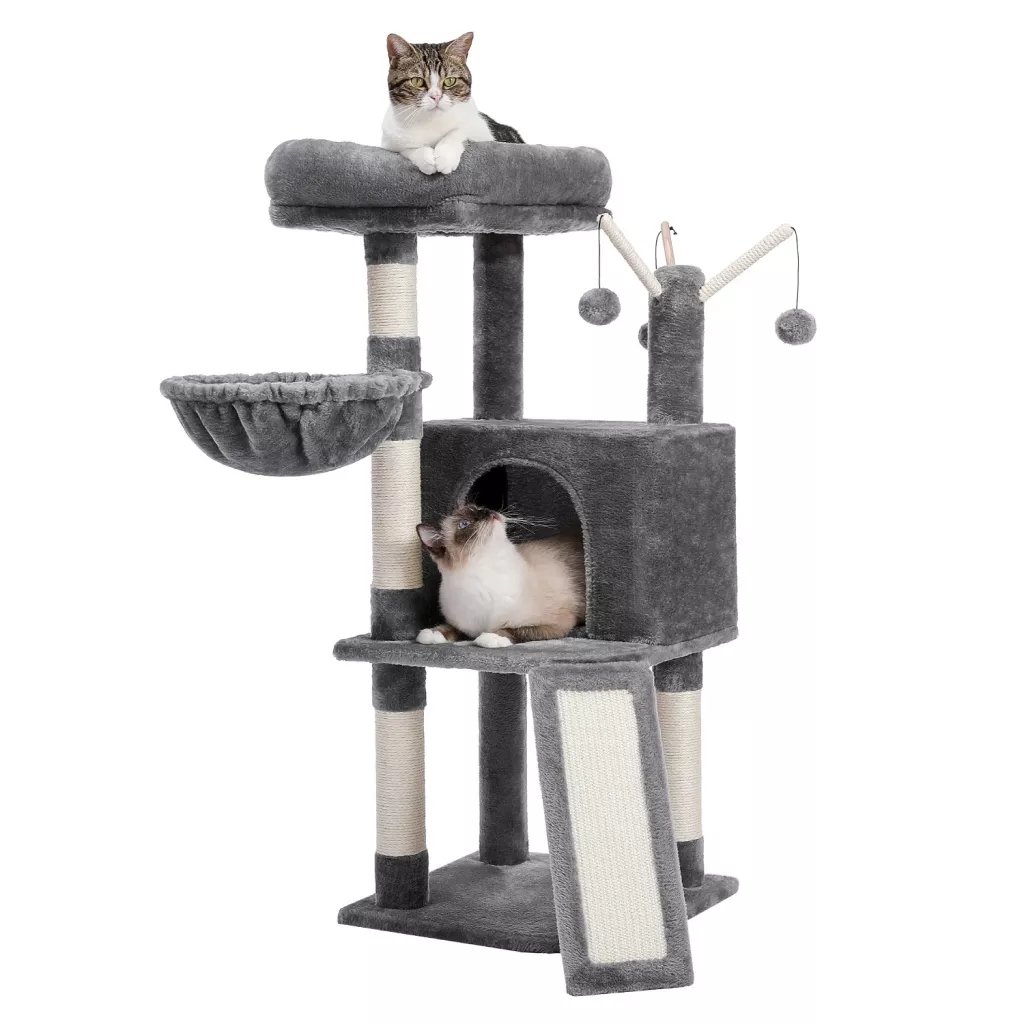 105CM Multi-Level Cat Tree Condo with Perch, Scratch Posts & Interactive Toys - Image 7