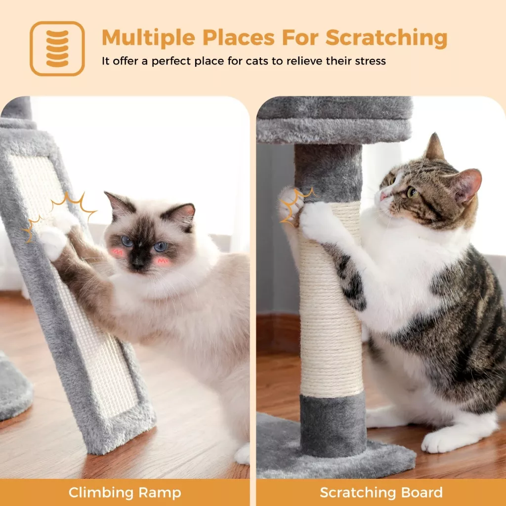 105CM Multi-Level Cat Tree Condo with Perch, Scratch Posts & Interactive Toys - Image 4