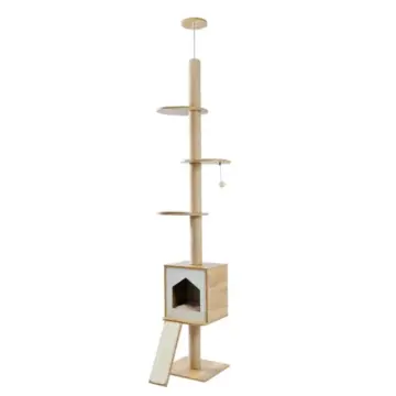 240-260CM Adjustable Ceiling-to-Floor Cat Tree Tower with Sisal Scratching Posts