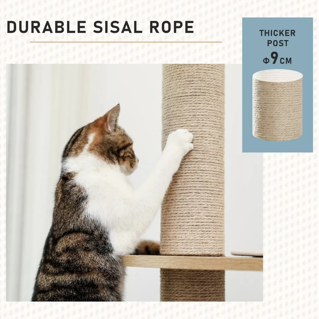 240-260CM Adjustable Ceiling-to-Floor Cat Tree Tower with Sisal Scratching Posts - Image 3