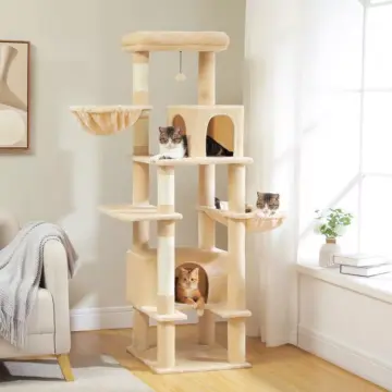 Multi-Level Cat Tree Tower with Sisal Scratching Post, Cat Condos & Cozy Hammock