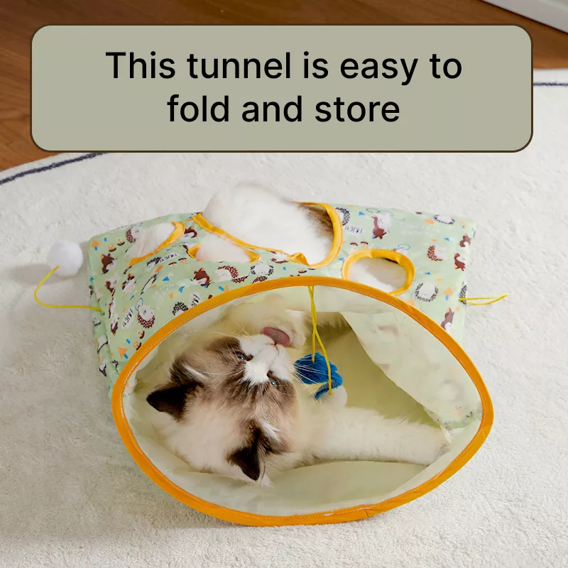 Interactive Cat Tunnel Toy with Teaser Stick & Rattling Paper - Image 4