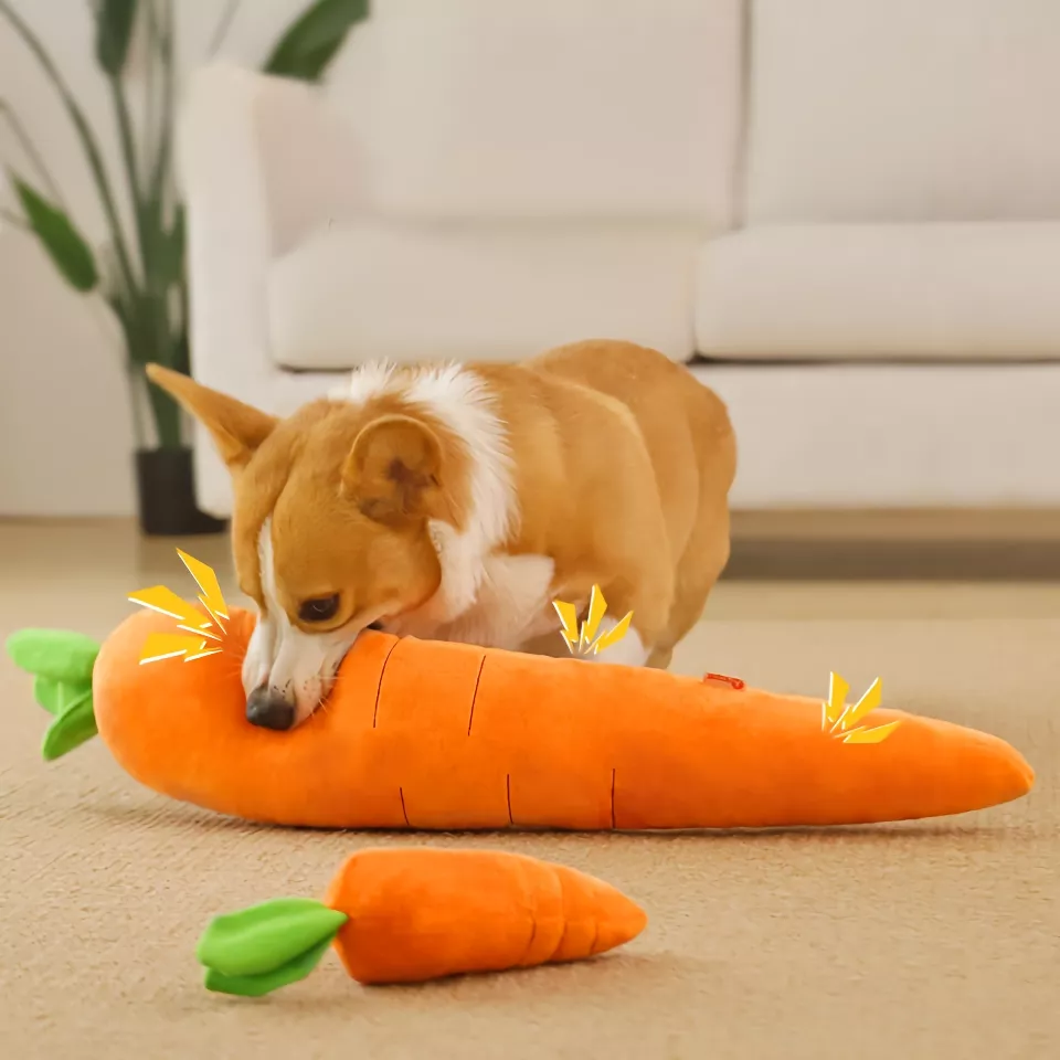 Carrot Plush Dog Toy - Image 2