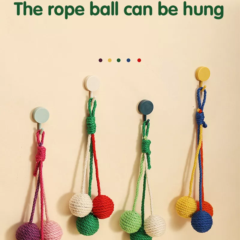 Colorful Cat Rope Ball Toy Set - Image 4