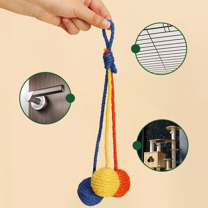 Colorful Cat Rope Ball Toy Set - Image 6