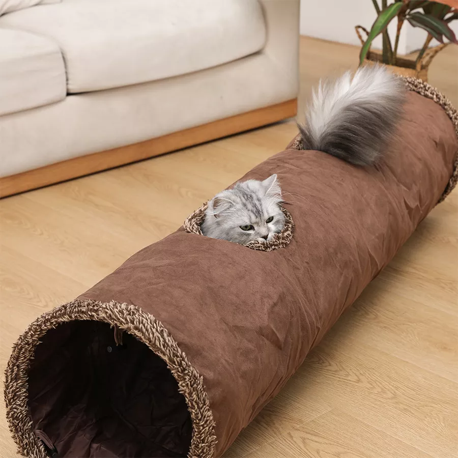 Collapsible Suede Cat Tunnel - Long 129cm Dirt-Resistant Pet Toy for Cats - Image 3
