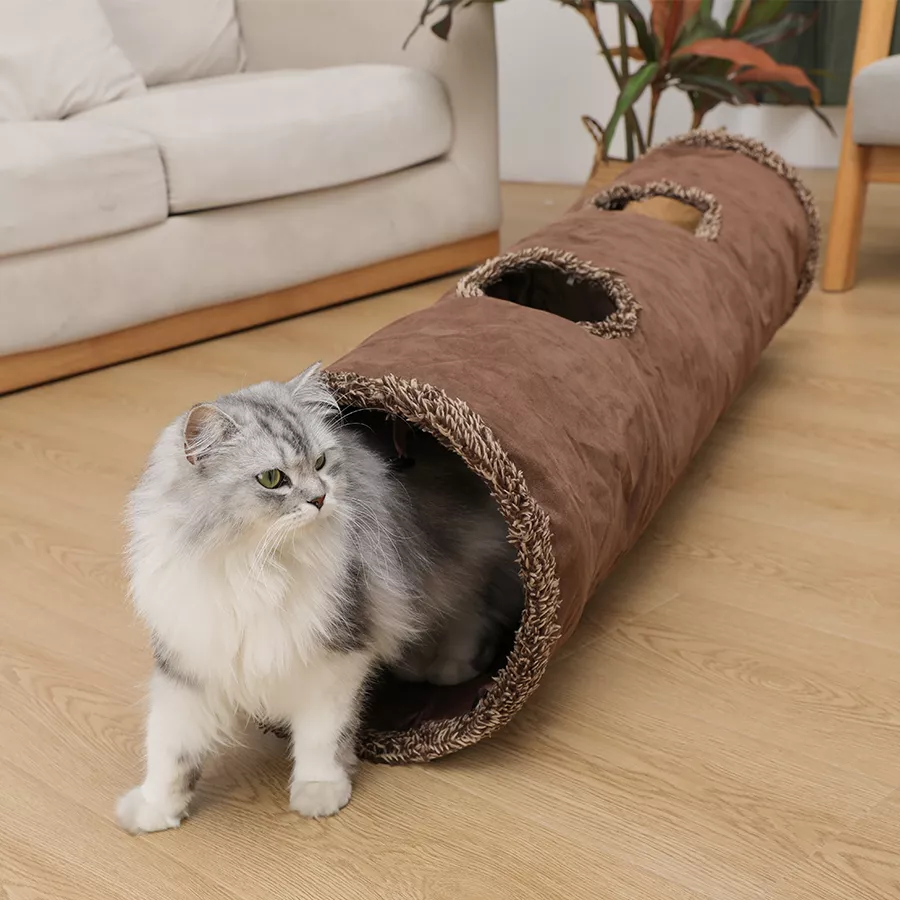 Collapsible Suede Cat Tunnel - Long 129cm Dirt-Resistant Pet Toy for Cats - Image 2
