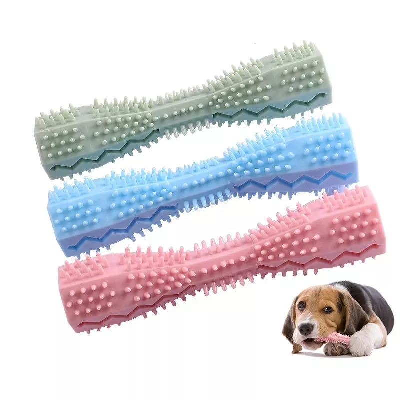 Durable Soft Rubber Dog Chew Toothbrush Stick – Tooth Cleaning & Gum Massage Toy