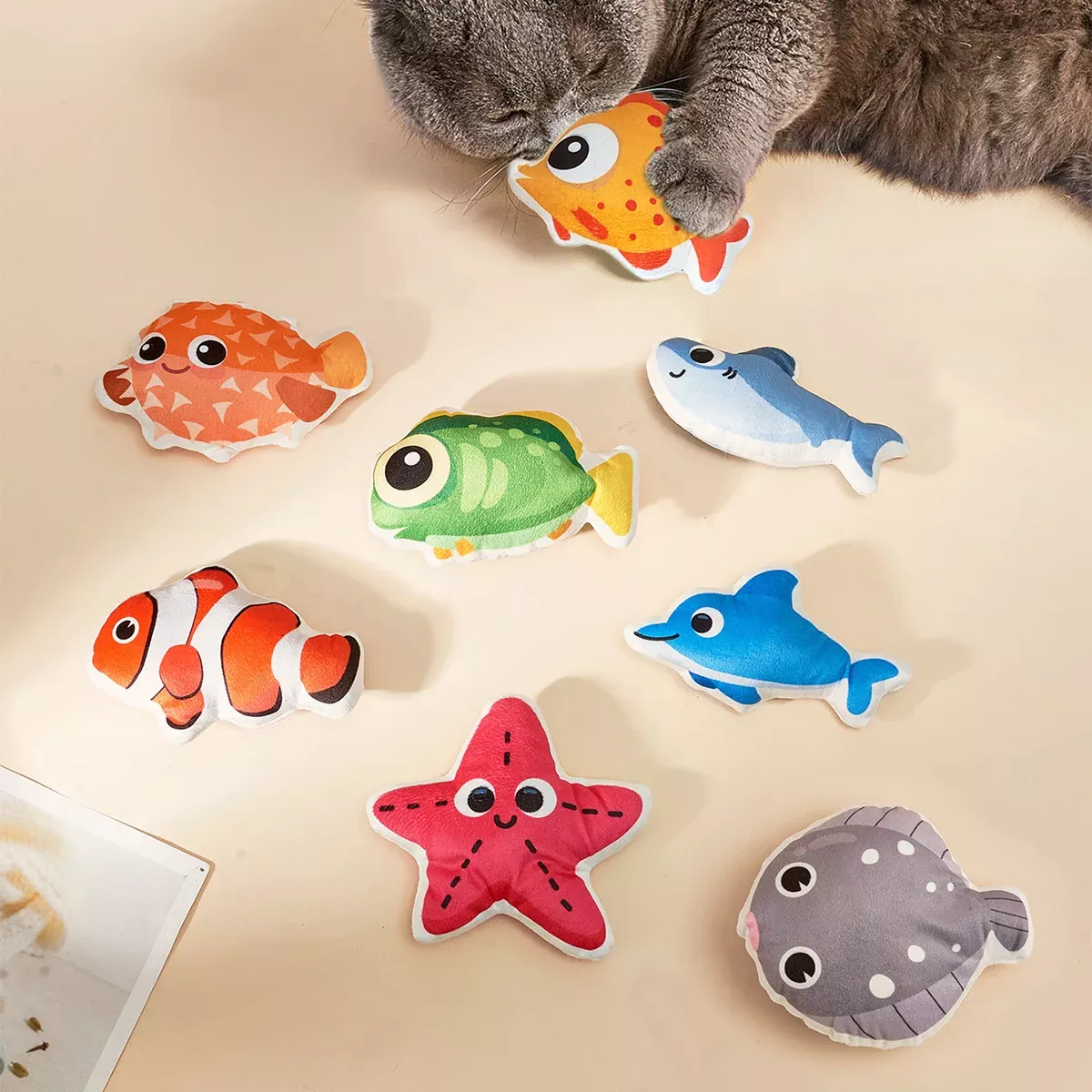 Interactive Cat Shark and Clownfish Plush Toys with Catnip - Fun & Teeth Grinding - Image 2