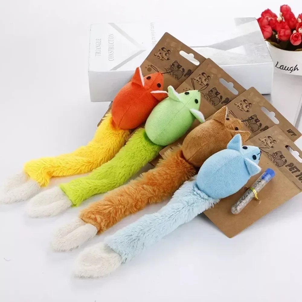 Interactive Long Tail Plush Mouse Cat Toy with Catnip & Tower - Image 2