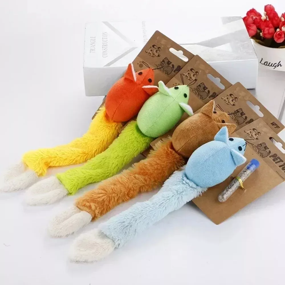 Interactive Long Tail Plush Mouse Cat Toy with Catnip & Tower