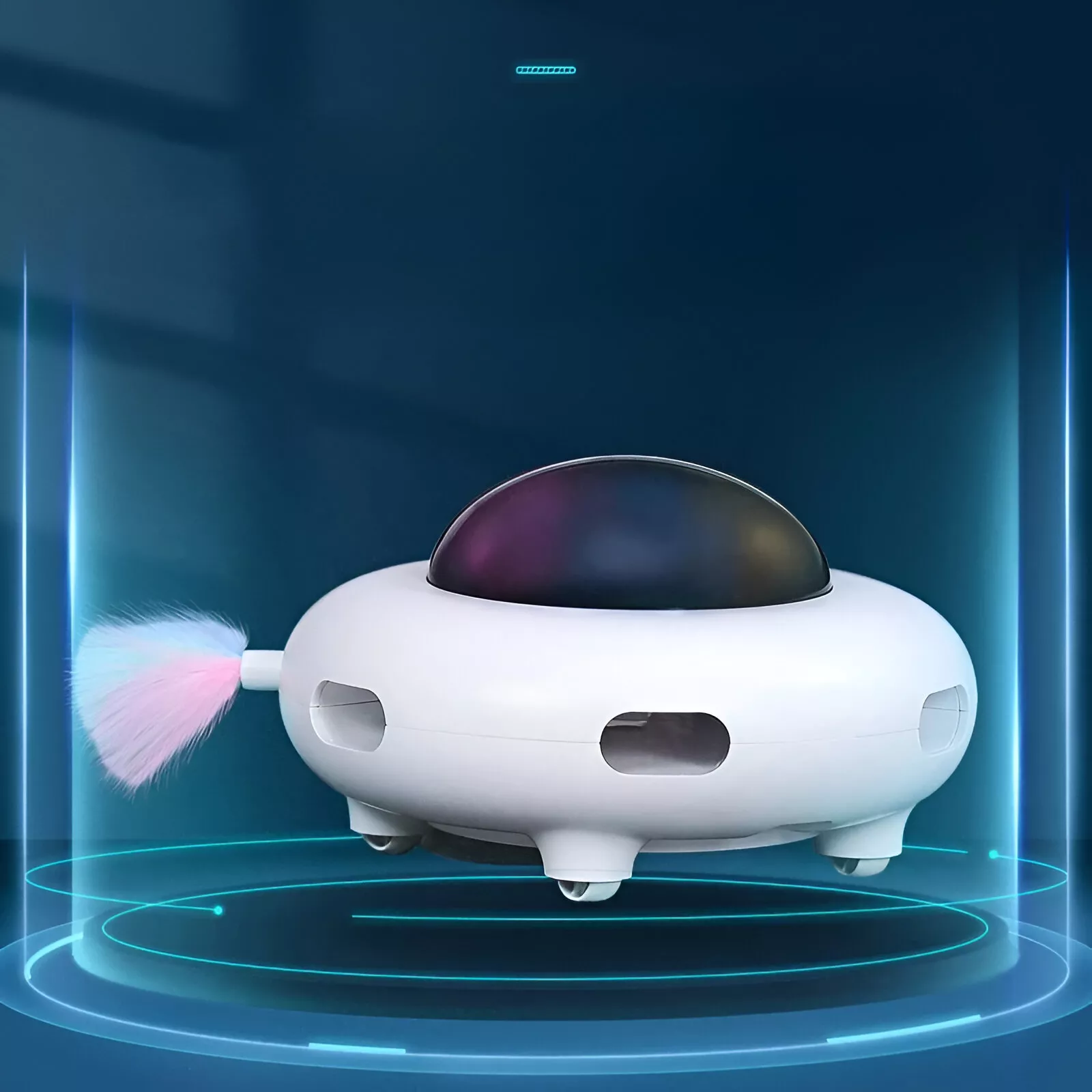 Interactive Cat Toy Smart Teaser UFO Turntable with Replaceable Feather & USB Charging - Image 2