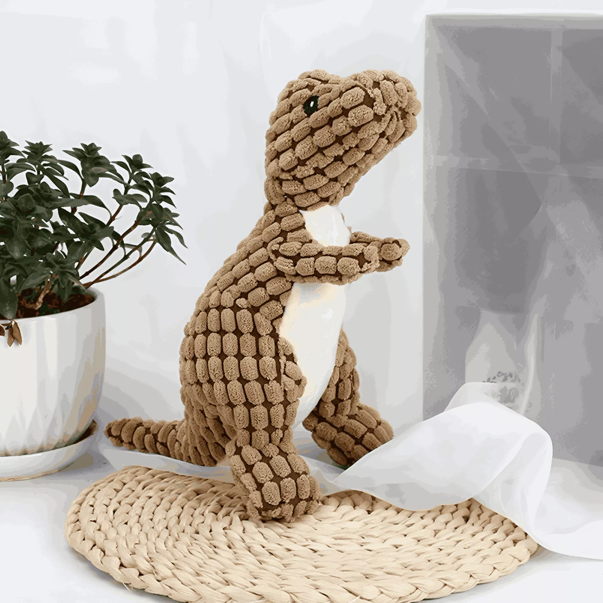 Interactive Plush Dinosaur Chew Toy for Dogs - Image 4