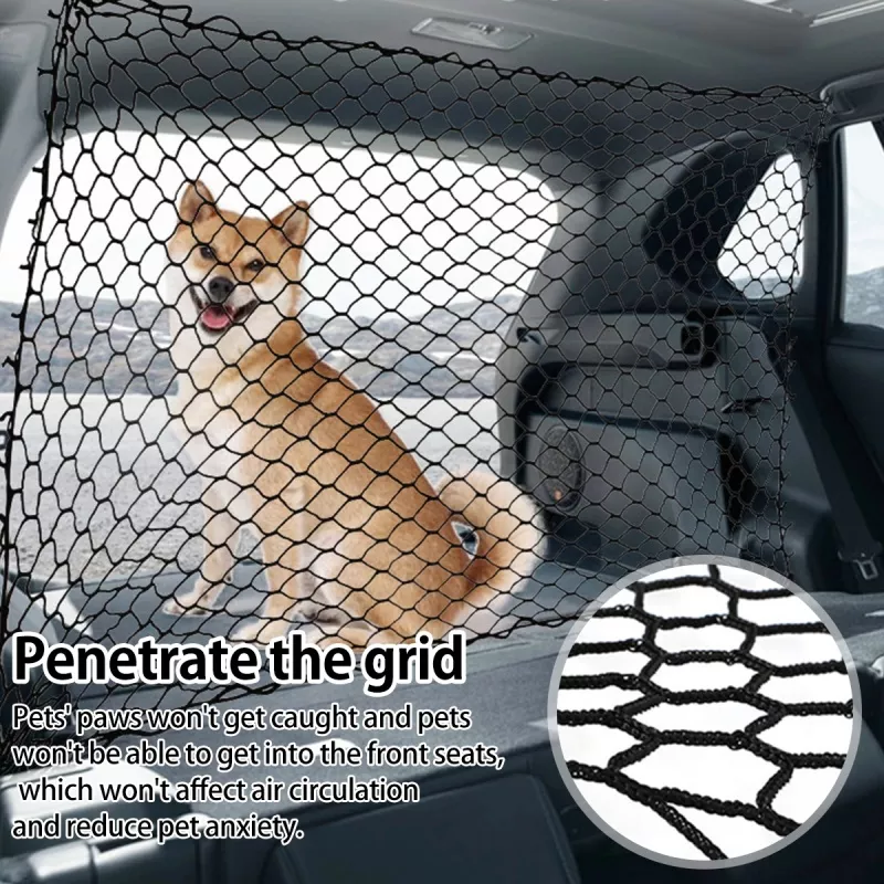 120cm Dog Car Safety Net with Hooks - Universal Pet Barrier and Protection - Image 3