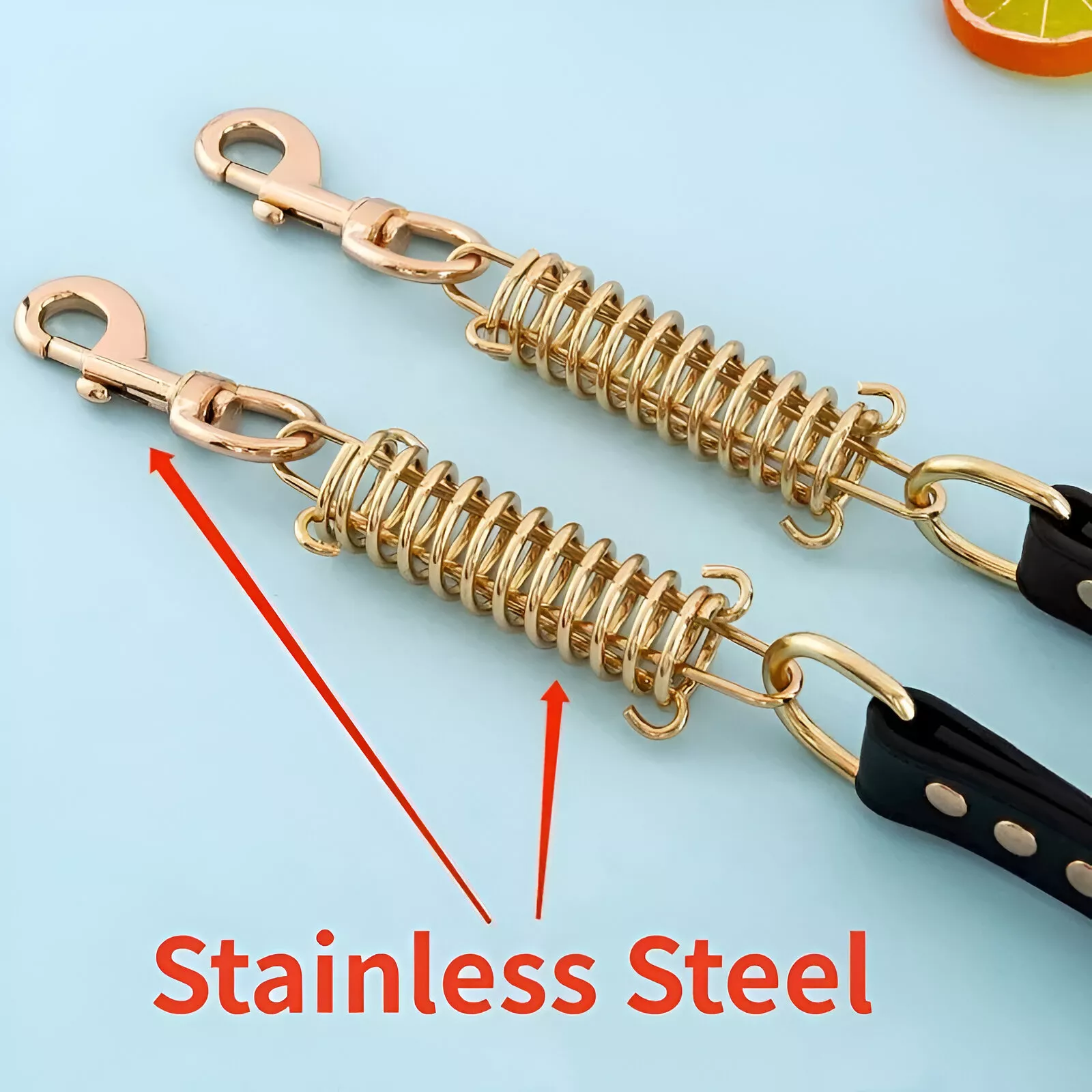 Durable Dog Leash with Stainless Steel Spring and PU Leather for Walking - Image 5