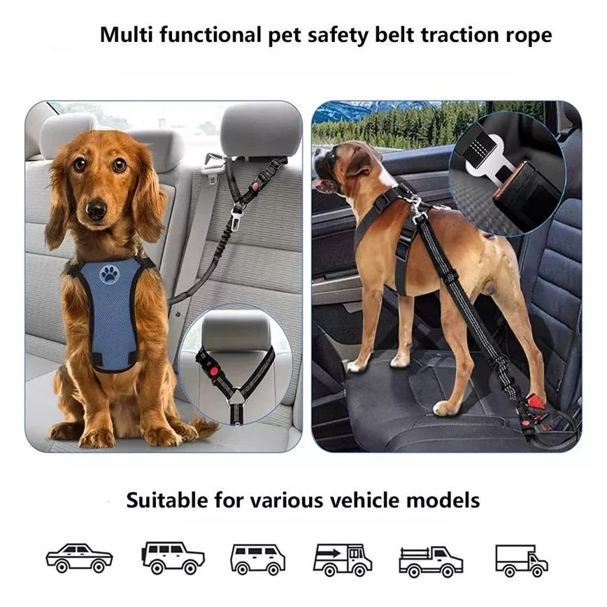 Adjustable 2-in-1 Dog & Cat Car Seat Belt - Image 4