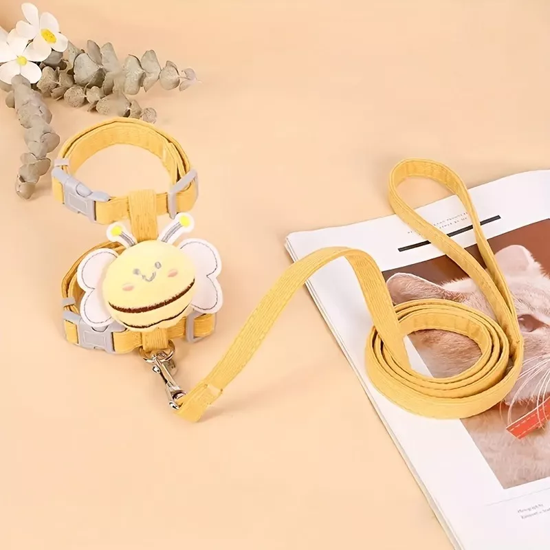 Stylish Cat Harness and Leash Set with Decorative Collar - Image 4