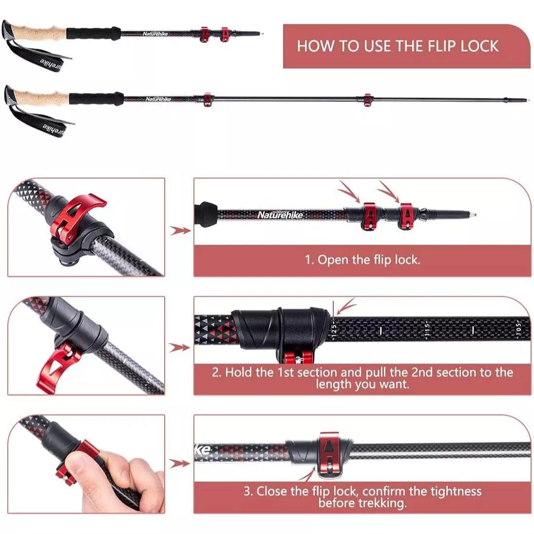 Lightweight Carbon Fiber Trekking Poles - Image 4
