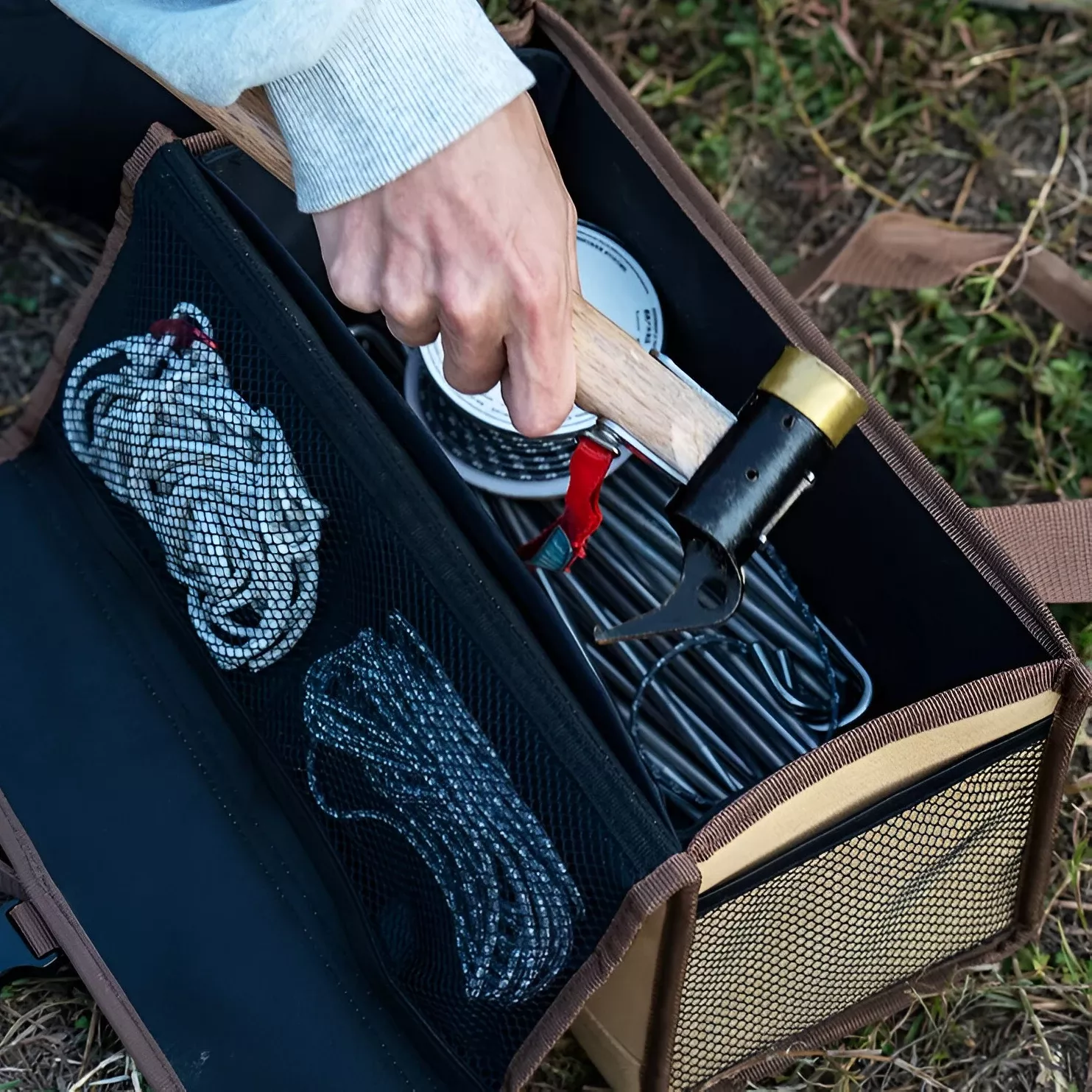 Outdoor Canvas Multi-Pocket Camping & Picnic Storage Bag - Image 4