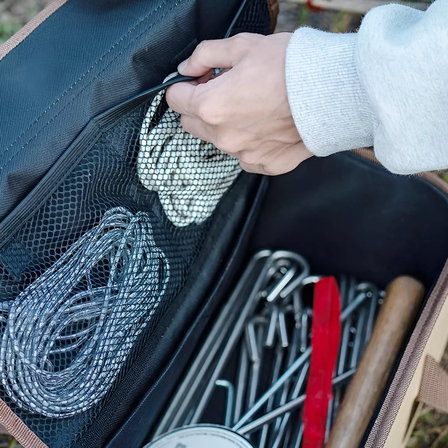 Outdoor Canvas Multi-Pocket Camping & Picnic Storage Bag - Image 3