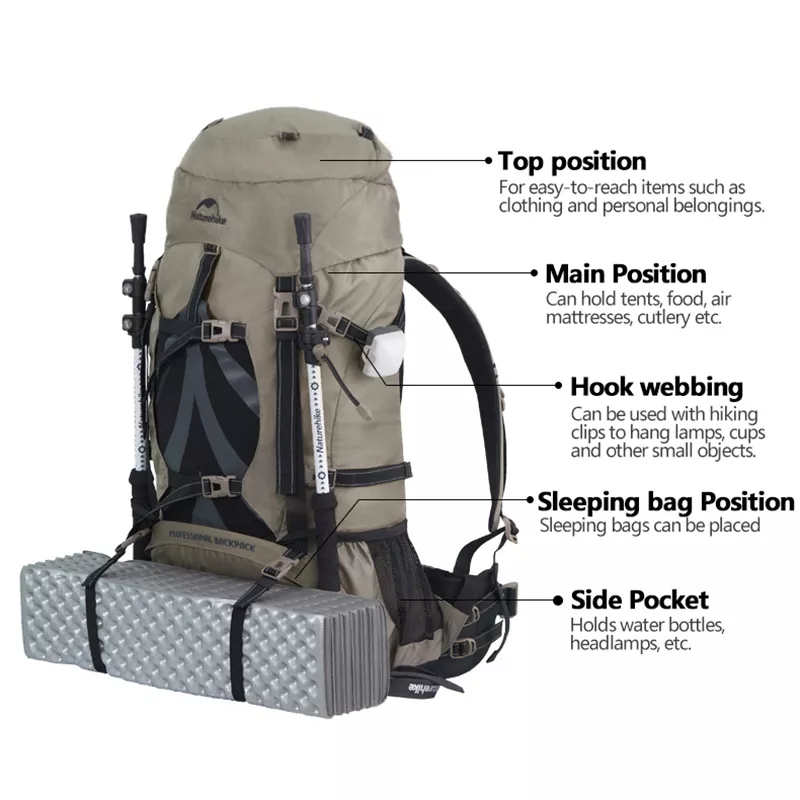 70L Waterproof Outdoor Hiking & Mountaineering Backpack - Image 3