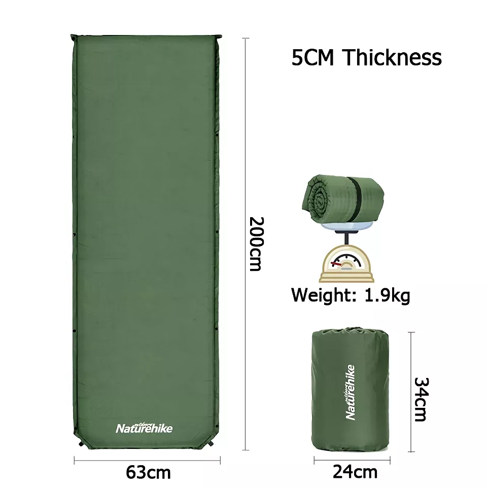 Self-Inflating Camping Mattress D03, 5CM Foam Sleeping Mat with Built-In Pump - Image 10