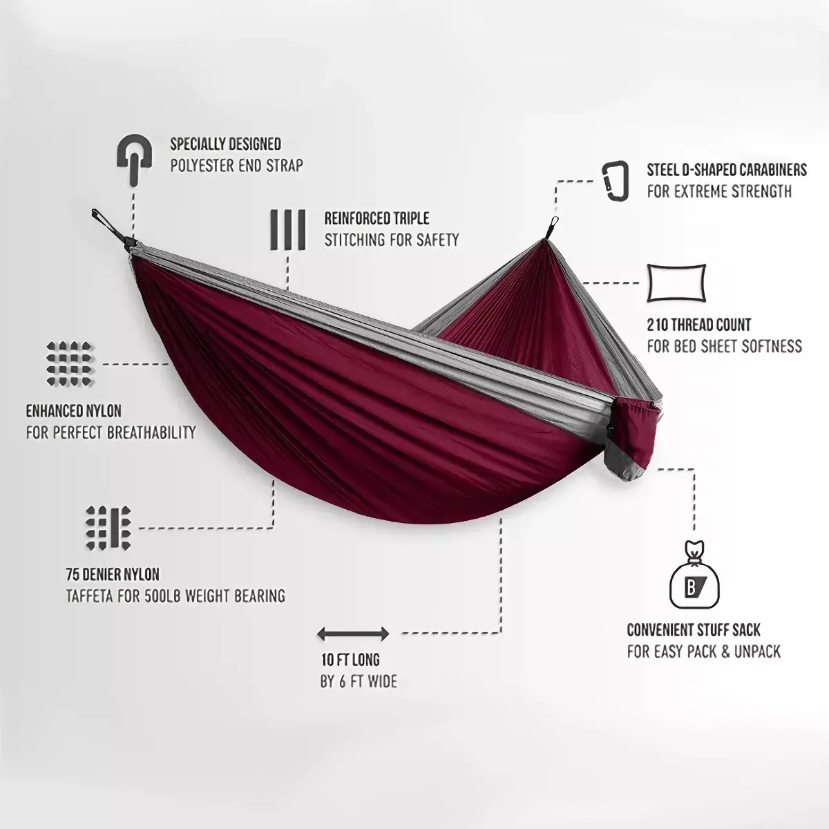 Ultra-Large Lightweight Parachute Hammock for Camping, Garden & Outdoor Travel - Image 2