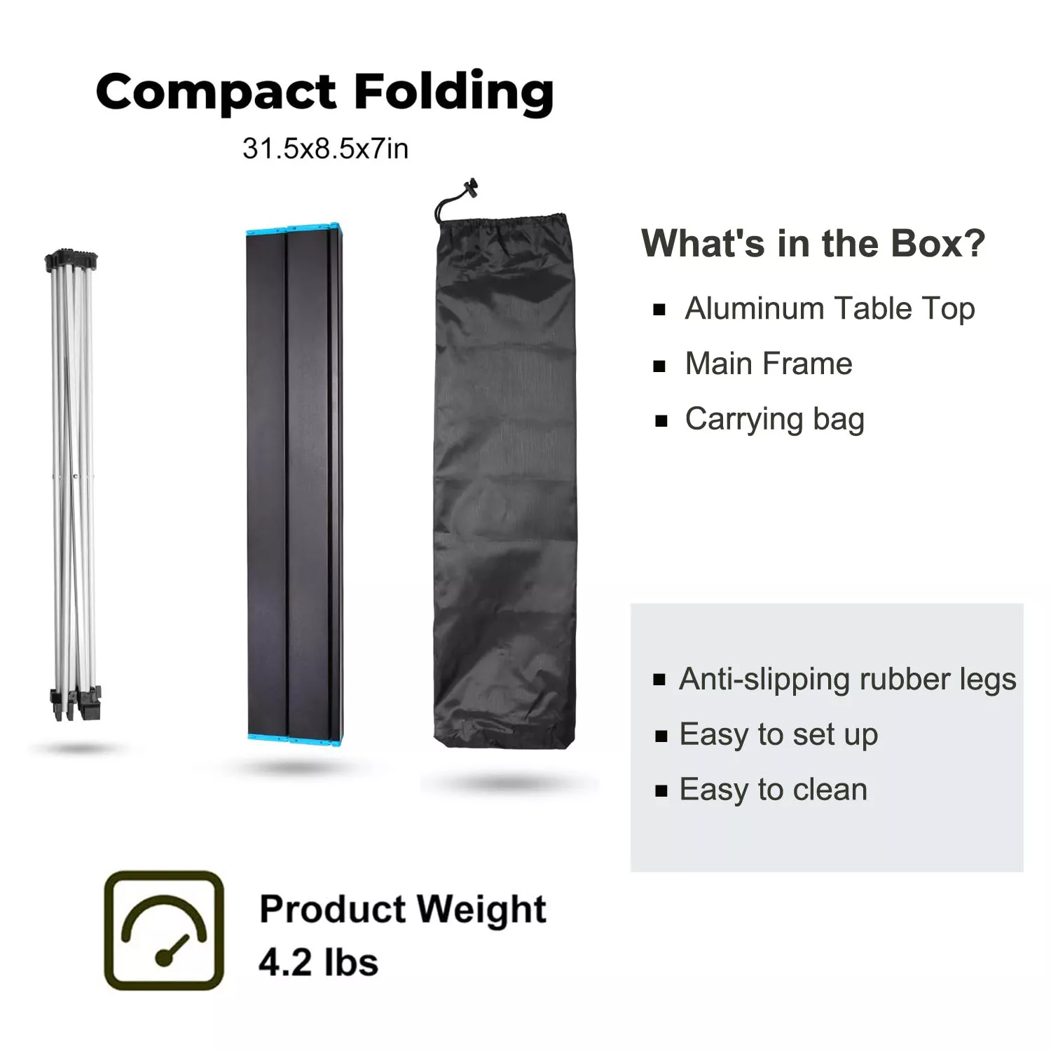 Folding Picnic Table – Portable Outdoor Aluminum Camp Table for Travel & BBQ - Image 5