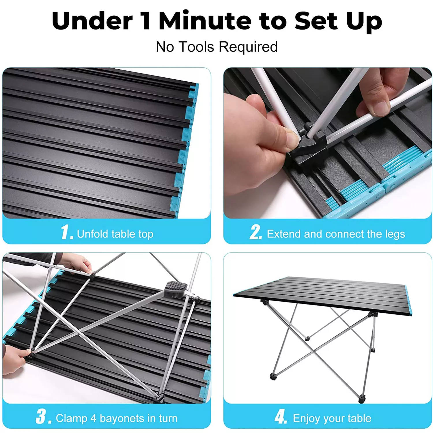 Folding Picnic Table – Portable Outdoor Aluminum Camp Table for Travel & BBQ - Image 4