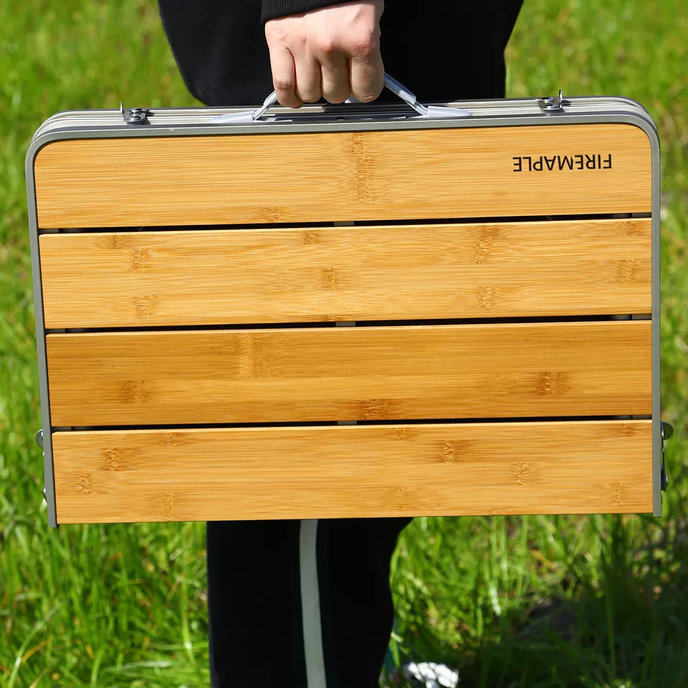 Portable Bamboo Camping Table - Adjustable Height, Foldable & Compact Outdoor Picnic Table - Image 5