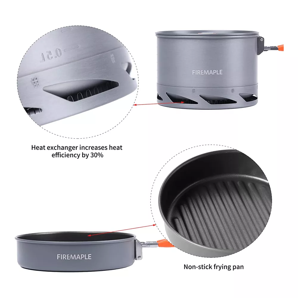 Camping Cookware Set - Foldable Heat-Exchanger Aluminum Pots for Hiking & Outdoor Cooking - Image 5