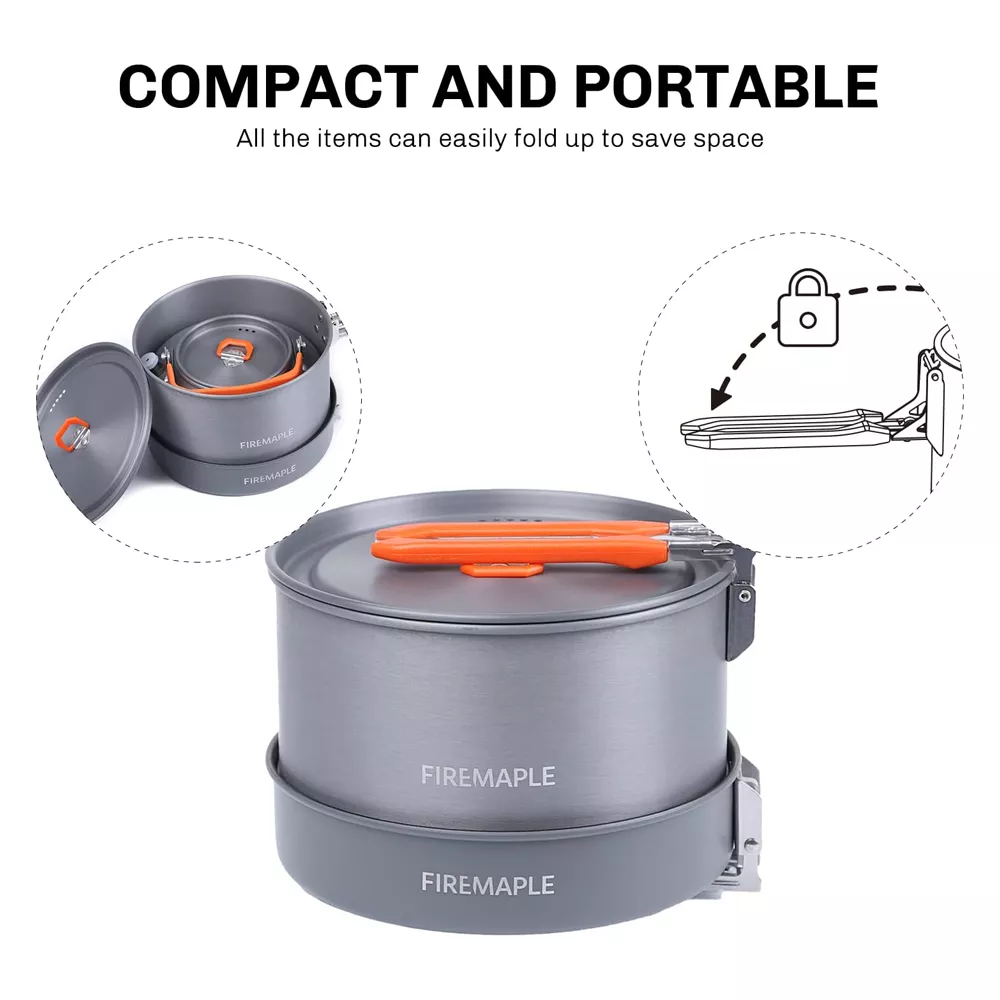 Camping Cookware Set - Foldable Heat-Exchanger Aluminum Pots for Hiking & Outdoor Cooking - Image 4