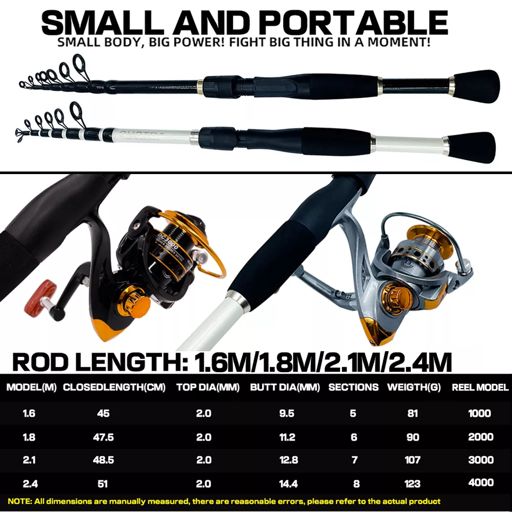 Lightweight Carbon Fiber Telescopic Fishing Rod and Reel Combo 1.6-2.4m - Image 3