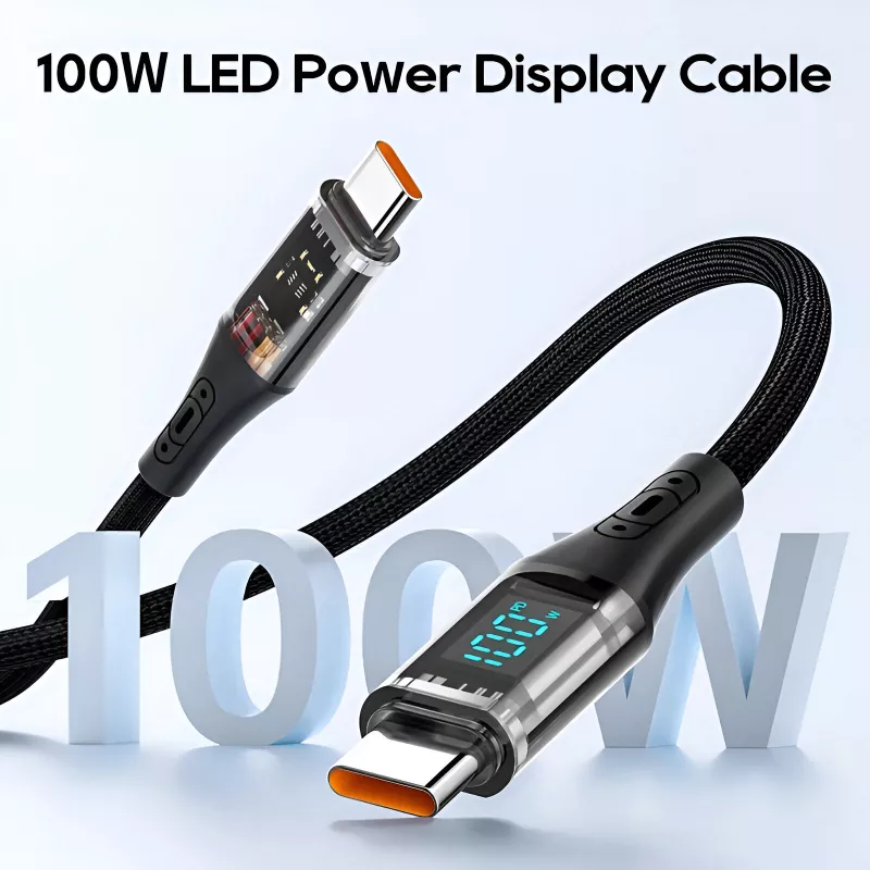 100W USB-C to USB-C Fast Charging Cable with LED Power Display - Image 5