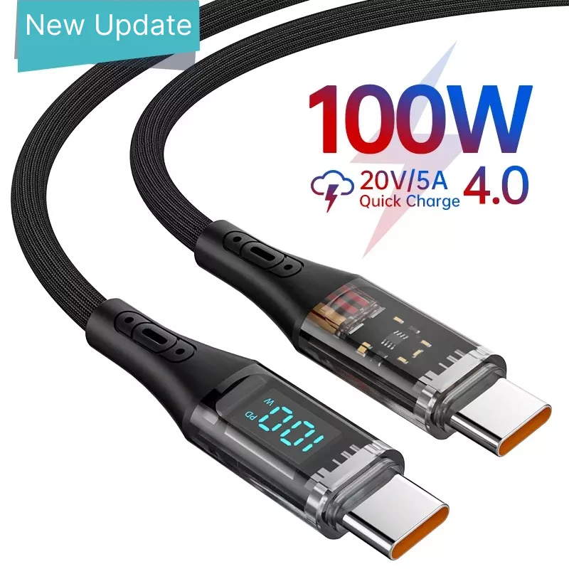 100W USB-C to USB-C Fast Charging Cable with LED Power Display - Image 2