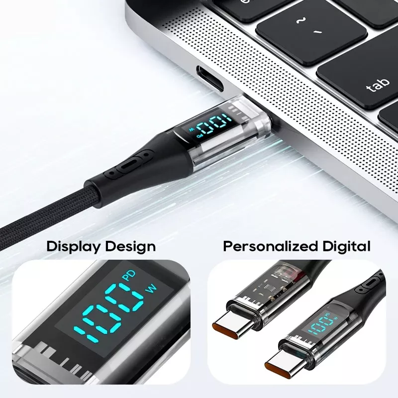 100W USB-C to USB-C Fast Charging Cable with LED Power Display - Image 4