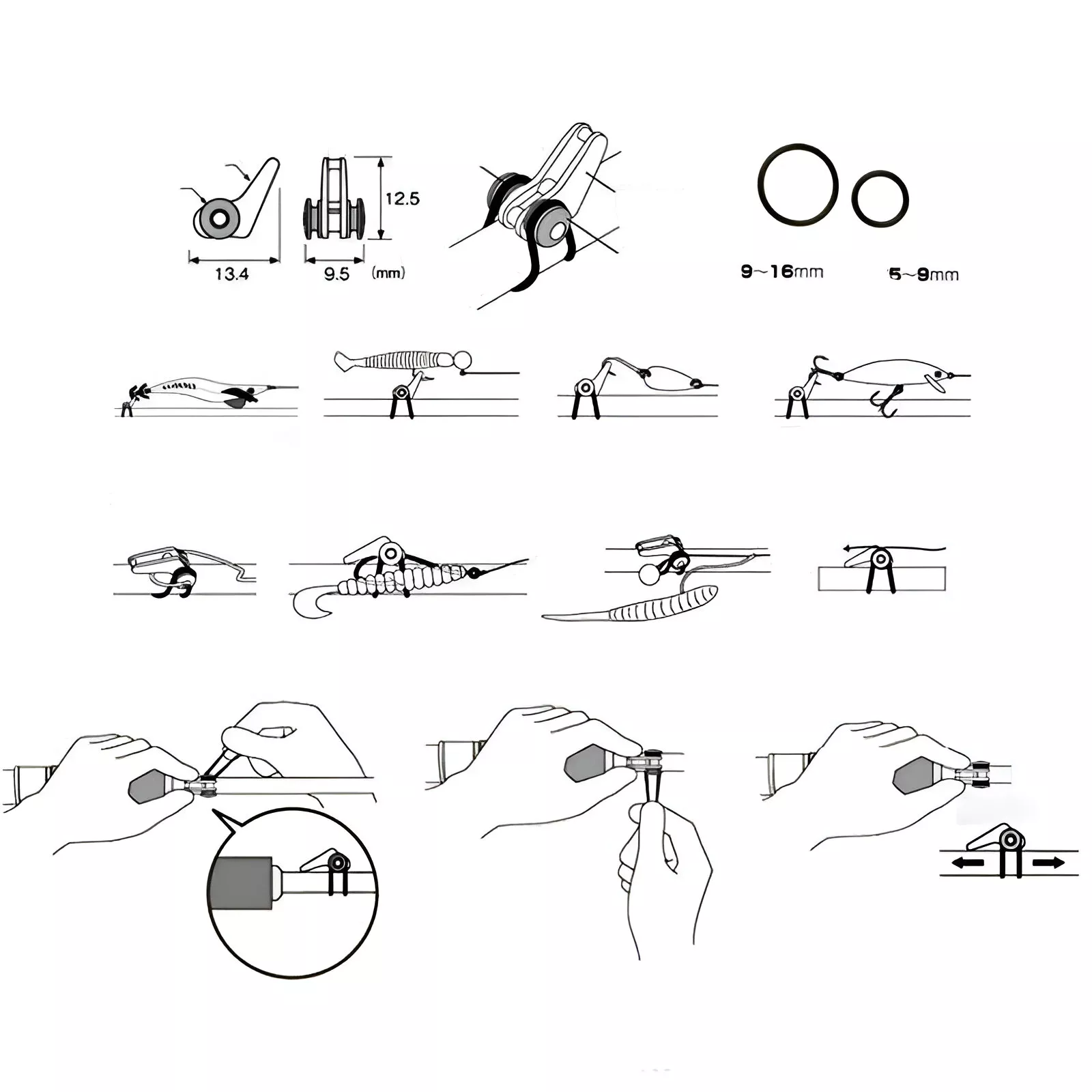 10-Piece Fishing Rod Bait Hook Holder Set - Image 5