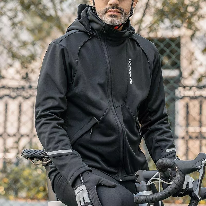 Winter Cycling Jacket with Thermal Fleece and Windproof Design