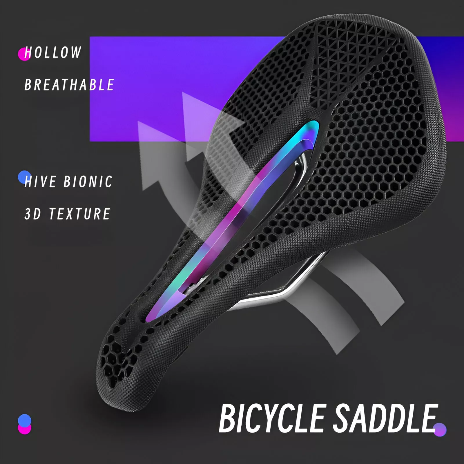 Honeycomb Breathable Shock Absorbing MTB Saddle - Comfortable Non-Slip Seat - Image 2