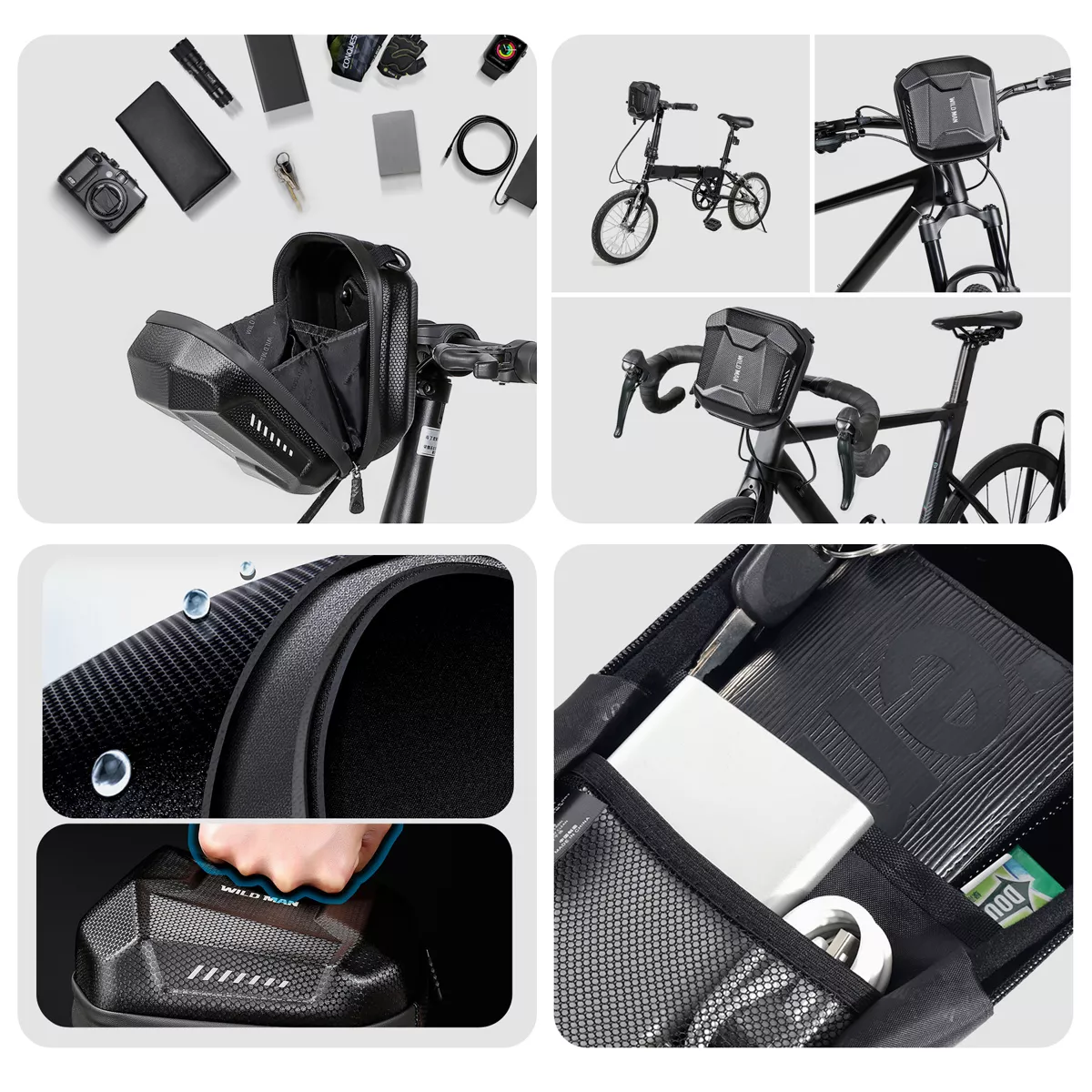 Folding Bicycle Handlebar Bag - Durable EVA Hard Shell with Quick Release - Image 6