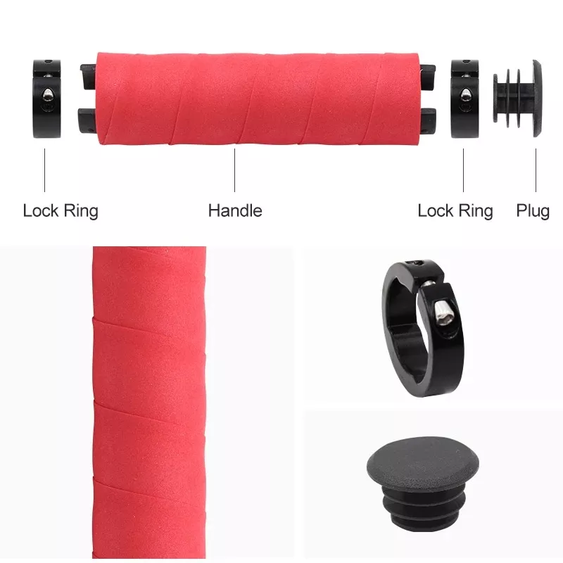PCycling Bicycle Grips Sponge Handle Tape MTB Road Bike Grip Comfort Non-slip Absorption Shockproof Lockable Soft Cycling Parts - Image 4